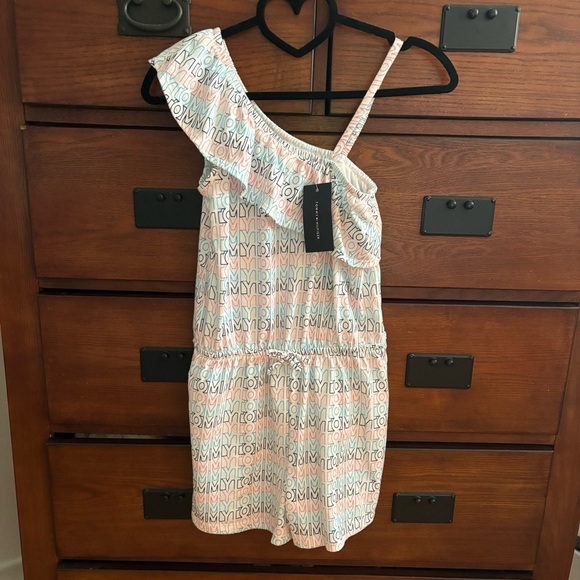 Girls Size 10/12 Tommy Hilfiger Spellout One Shoulder Romper - Picture 1 of 8